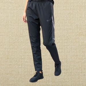 NIKE Dri-Fit High Rise Polyester Blend Track Pants Black Size M